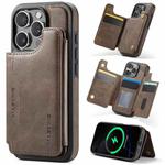 For iPhone 16 Pro DG.MING MAGKING-K3 Series MagSafe RFID Card Bag Detachable Phone Case(Coffee)