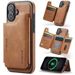 For iPhone 16 Plus DG.MING MAGKING-K3 Series MagSafe RFID Card Bag Detachable Phone Case(Brown)