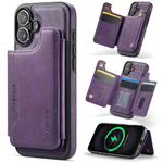 For iPhone 16 Plus DG.MING MAGKING-K3 Series MagSafe RFID Card Bag Detachable Phone Case(Purple)