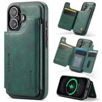 For iPhone 16 DG.MING MAGKING-K3 Series MagSafe RFID Card Bag Detachable Phone Case(Green)
