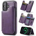 For iPhone 16 DG.MING MAGKING-K3 Series MagSafe RFID Card Bag Detachable Phone Case(Purple)