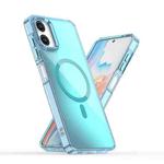 For Samsung Galaxy A06 4G Plating Gradient Discolor MagSafe Phone Case(Blue)