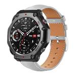 For Amazfit T-Rex 3 22mm xDfind Flat Head Black Shark Fine Grain Leather Watch Band(Grey)