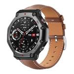 For Amazfit T-Rex 3 22mm xDfind Flat Head Black Shark Fine Grain Leather Watch Band(Coffee)