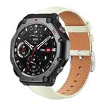 For Amazfit T-Rex 3 22mm xDfind Flat Head Black Shark Fine Grain Leather Watch Band(Creamy White)