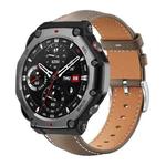 For Amazfit T-Rex 3 22mm xDfind Flat Head Black Shark Fine Grain Leather Watch Band(Light Grey)