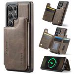 For Samsung Galaxy S25 Ultra 5G DG.MING MAGKING-K3 Series MagSafe RFID Card Bag Detachable Phone Case(Coffee)