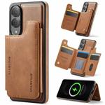 For Samsung Galaxy S25 Edge 5G DG.MING MAGKING-K3 Series MagSafe RFID Card Bag Detachable Phone Case(Brown)