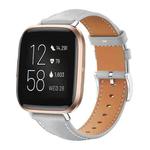 For Fitbit Versa 2 / Versa / Versa Lite 20mm xDfind Flat Head Black Shark Fine Grain Leather Watch Band(Grey)