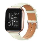 For Fitbit Versa 2 / Versa / Versa Lite 20mm xDfind Flat Head Black Shark Fine Grain Leather Watch Band(Creamy White)