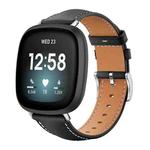 For Fitbit Versa 4 / 3 / Sense2 / 1 20mm xDfind Flat Head Black Shark Fine Grain Leather Watch Band(Black)
