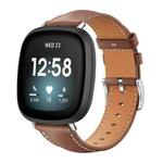 For Fitbit Versa 4 / 3 / Sense2 / 1 20mm xDfind Flat Head Black Shark Fine Grain Leather Watch Band(Coffee)