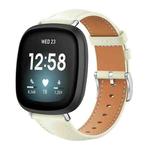 For Fitbit Versa 4 / 3 / Sense2 / 1 20mm xDfind Flat Head Black Shark Fine Grain Leather Watch Band(Creamy White)