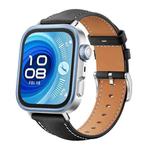 For Huawei Watch Fit 4 Pro / Fit 4 / Fit 3 20mm xDfind Flat Head Black Shark Fine Grain Leather Watch Band(Black)