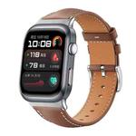 For Huawei Watch D2 22mm xDfind Flat Head Black Shark Fine Grain Leather Watch Band(Coffee)