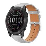 For Garmin Fenix 8/7X/6X/5X 26mm 22mm xDfind Flat Head Black Shark Fine Grain Leather Watch Band(Grey)