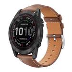 For Garmin Fenix 8/7X/6X/5X 26mm 22mm xDfind Flat Head Black Shark Fine Grain Leather Watch Band(Coffee)