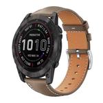 For Garmin Fenix 8/7X/6X/5X 26mm 22mm xDfind Flat Head Black Shark Fine Grain Leather Watch Band(Light Grey)