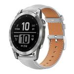 For Garmin Fenix 8/7/6/5 22mm 20mm xDfind Flat Head Black Shark Fine Grain Leather Watch Band(Grey)
