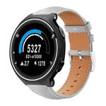 For Garmin Forerunner 220/735/735XT/230/235 20mm xDfind Flat Head Black Shark Fine Grain Leather Watch Band(Grey)