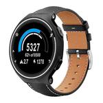 For Garmin Forerunner 220/735/735XT/230/235 20mm xDfind Flat Head Black Shark Fine Grain Leather Watch Band(Black)