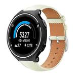 For Garmin Forerunner 220/735/735XT/230/235 20mm xDfind Flat Head Black Shark Fine Grain Leather Watch Band(Creamy White)