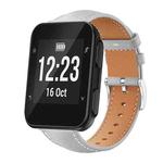 For Garmin Forerunner 35/30/35j 20mm xDfind Flat Head Black Shark Fine Grain Leather Watch Band(Grey)