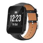 For Garmin Forerunner 35/30/35j 20mm xDfind Flat Head Black Shark Fine Grain Leather Watch Band(Black)