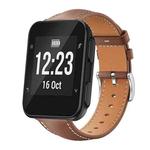 For Garmin Forerunner 35/30/35j 20mm xDfind Flat Head Black Shark Fine Grain Leather Watch Band(Coffee)