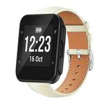 For Garmin Forerunner 35/30/35j 20mm xDfind Flat Head Black Shark Fine Grain Leather Watch Band(Creamy White)