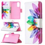 For Samsung Galaxy S20 FE 5G / S20 Lite Colored Drawing Pattern Horizontal Flip Leather Case with Holder & Card Slots & Wallet(Sun Flower)