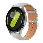 For Samsung Galaxy Watch7 / FE / 6 / 5 / 4 20mm xDfind Flat Head Black Shark Fine Grain Leather Watch Band(Grey)