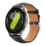 For Samsung Galaxy Watch7 / FE / 6 / 5 / 4 20mm xDfind Flat Head Black Shark Fine Grain Leather Watch Band(Black)