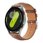 For Samsung Galaxy Watch7 / FE / 6 / 5 / 4 20mm xDfind Flat Head Black Shark Fine Grain Leather Watch Band(Coffee)