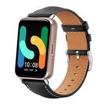 For Samsung Galaxy Fit3 18mm xDfind Flat Head Black Shark Fine Grain Leather Watch Band(Black)