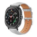 For Samsung Galaxy Watch Ultra 47mm 22mm xDfind Flat Head Black Shark Fine Grain Leather Watch Band(Grey)