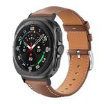 For Samsung Galaxy Watch Ultra 47mm 22mm xDfind Flat Head Black Shark Fine Grain Leather Watch Band(Coffee)