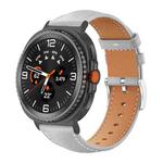 For Samsung Galaxy Watch8 20mm xDfind Flat Head Black Shark Fine Grain Leather Watch Band(Grey)