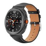 For Samsung Galaxy Watch8 20mm xDfind Flat Head Black Shark Fine Grain Leather Watch Band(Black)