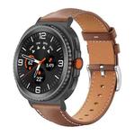 For Samsung Galaxy Watch8 20mm xDfind Flat Head Black Shark Fine Grain Leather Watch Band(Coffee)