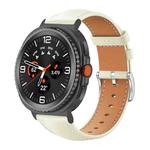 For Samsung Galaxy Watch8 20mm xDfind Flat Head Black Shark Fine Grain Leather Watch Band(Creamy White)