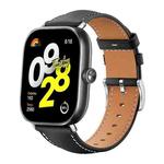 For Xiaomi Smart Band 9 Pro/Redmi Watch 5 20mm xDfind Flat Head Black Shark Fine Grain Leather Watch Band(Black)