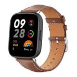 For Redmi Watch 3 20mm xDfind Flat Head Black Shark Fine Grain Leather Watch Band(Coffee)