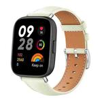 For Redmi Watch 3 20mm xDfind Flat Head Black Shark Fine Grain Leather Watch Band(Creamy White)