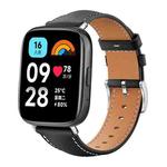 For Redmi Watch 3 Active / Lite 20mm xDfind Flat Head Black Shark Fine Grain Leather Watch Band(Black)