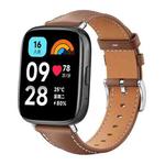 For Redmi Watch 3 Active / Lite 20mm xDfind Flat Head Black Shark Fine Grain Leather Watch Band(Coffee)