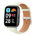For Redmi Watch 3 Active / Lite 20mm xDfind Flat Head Black Shark Fine Grain Leather Watch Band(Creamy White)
