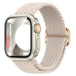 For Apple Watch Series 10 42mm Ladder Buckle Loop Nylon Watch Band with Change to Ultra 49mm Film PC Case(Starlight)