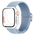 For Apple Watch 40mm / 41mm Ladder Buckle Loop Nylon Watch Band with Change to Ultra 49mm Film PC Case(Light Blue)