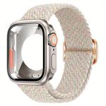 For Apple Watch Series 41mm Ladder Buckle Loop Nylon Watch Band with Change to Ultra 49mm Film PC Cover(Starlight Colorful)